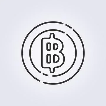 Line art bitcoin icon vector illustration design, crypto currency Stock Illustration