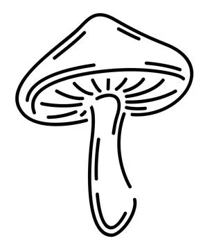 Line art with black isolated linear mushroom Stock Illustration
