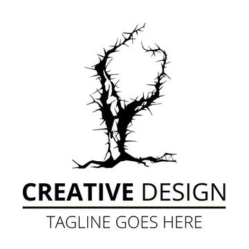 Line art black pine tree logo design vector image. Ilustración de archivo