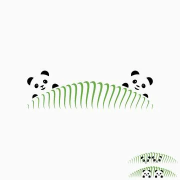 Line art building with negative space panda animal cute property Ilustración de archivo