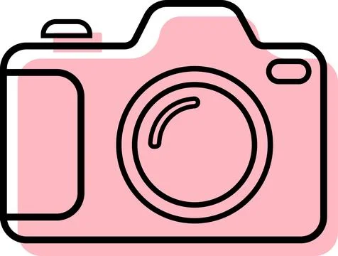 Line art camera with pink background spot Illustrazione stock