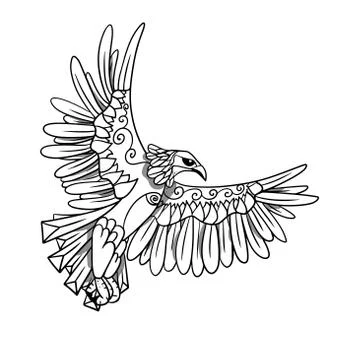 Line art of a cartoon eagle Stock Illustration