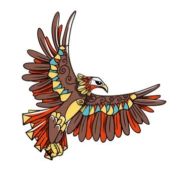 Line art of a cartoon eagle Stock Illustration