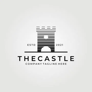 Line art Castle logo vector illustration design, creative logo , monoline log Stock Illustration