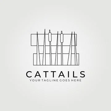 Line art cattails logo vector illustration design , background wallpaper Stock Illustration