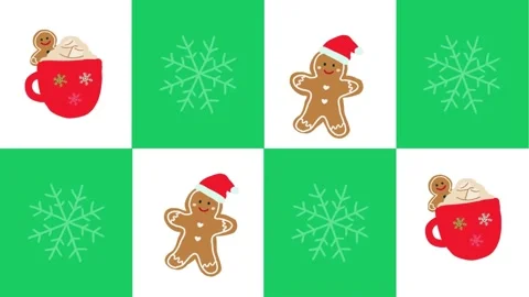 Line art chrsitmas ginger bread and snowflake, motion Video stock 274703524