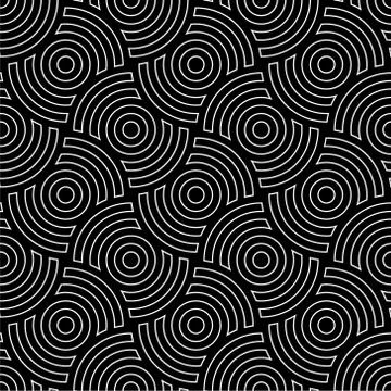 Line art circles seamless pattern. Stock Illustration