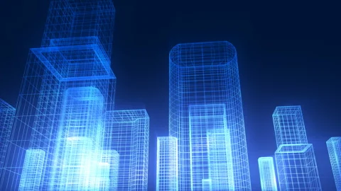 Line Art Cityscape Video stock 332026259