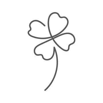 Line art clover four leaf isolated on white background. St. Patrick day symbol Stock Illustration