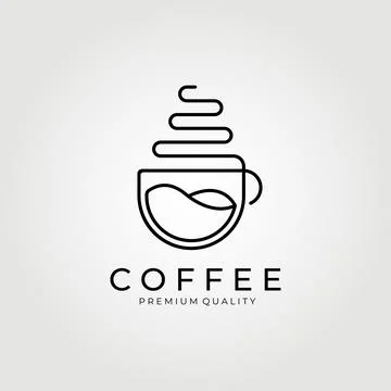 Line art coffee logo vector illustration design graphic, minimalist creative  Stock Illustration