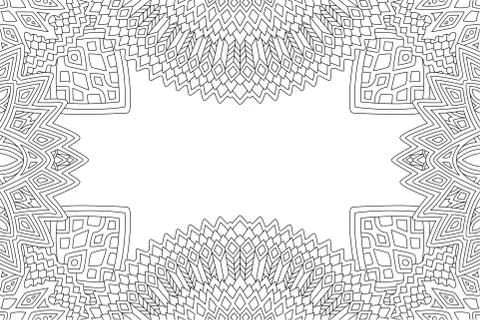 Line art for coloring book with rectangle border Stock Illustration