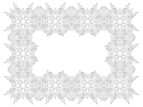 Line art for coloring book with rectangle frame Stock Illustration