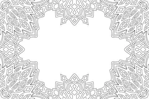 Line art for coloring book with rectangle border Stock Illustration