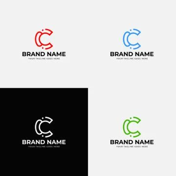 Line art creative abstract modern Letter C vector line logo design. Minimal l Stock Illustration