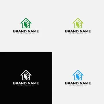 Line art Creative modern simple greenhouse logo design vector template. Green Stock Illustration