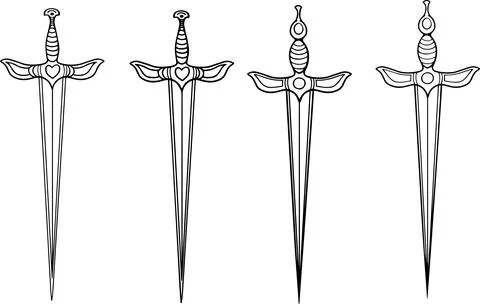 Line art dagger design set heroic knife icon symbol contour images Decorate.. Stock Illustration