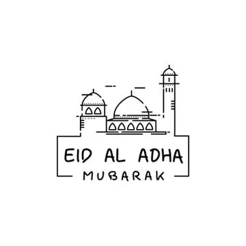 Line art design mosque vector illustration for celebration eid al adha Illustrazione stock