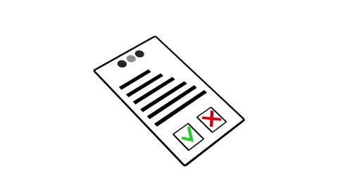 Line art document Approval and rejection symbols. Green check mark and red .. Stock Footage 330475984