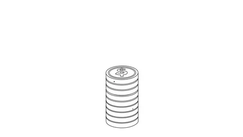 Line art dollar coin stack animation with sparkle effect on white backgroun.. Stock Footage 340630428