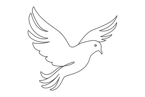 Line art of dove in flight. Continuous one line drawing. Flying pigeon. Conce Stock Illustration