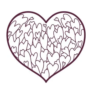 Line art drawing of a heart for coloring, books Stock Illustration