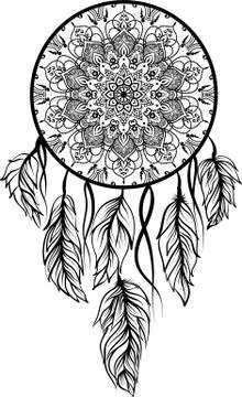 Line Art of a dreamcatcher Stock Illustration