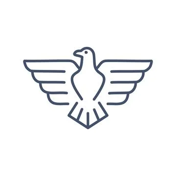 Line art eagle symbol design. A simple, minimalist design of an eagle in fl.. Illustrazione stock