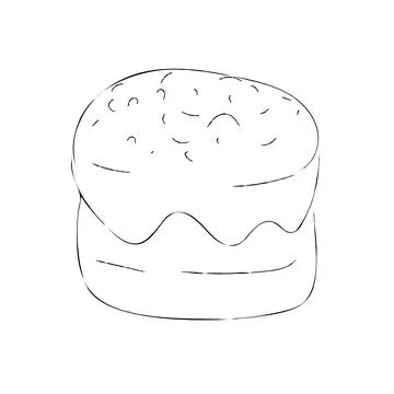 Line art of Easter baked goods. Easter cake. Stock Illustration