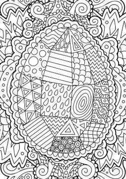 Line art for easter with decorative egg Stock Illustration