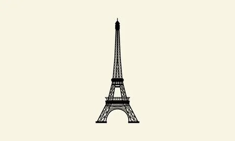 Line art Eiffel tower logo Stock Illustration
