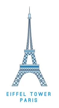 Line art, Eiffel tower, Paris symbol, European showplace Stock Illustration