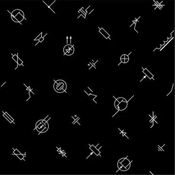 Line art electronic components seamless pattern. Stock Illustration