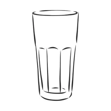 Line art Empty glass. vector sketch illustration Stock Illustration
