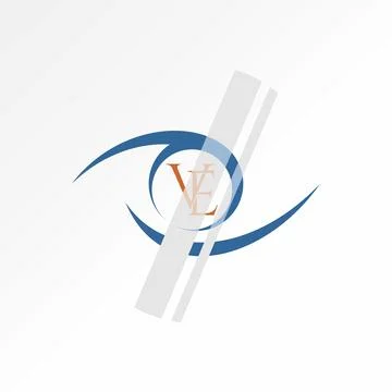 Line art eye vision initial VE font beauty focus watch optical single health Stock Illustration