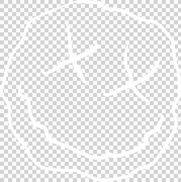 Line art face is floating inside irregular circle with X-eyes and curved mouth 库存插图