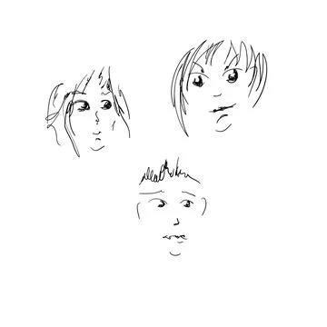 Line art faces. Hand drawing sketch Stock Illustration