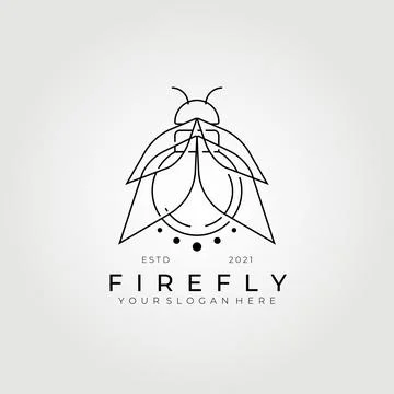 Line art firefly logo vector illustration design , best light source logo, cr Stock Illustration