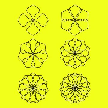 Line art flower model five Stock Illustration