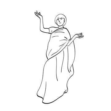 Line art full length of Indian women with traditional outfit illustration Stock Illustration