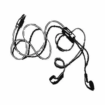 Line art of headset Stock Illustration
