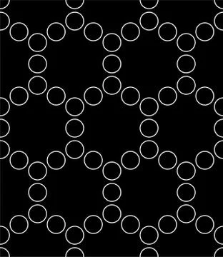 Line art hexagonal circles seamless pattern. 스톡 일러스트