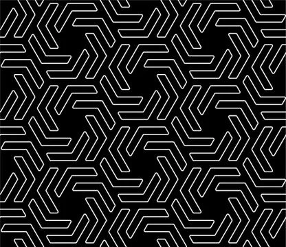 Line art hexagonal seamless pattern. Stock Illustration