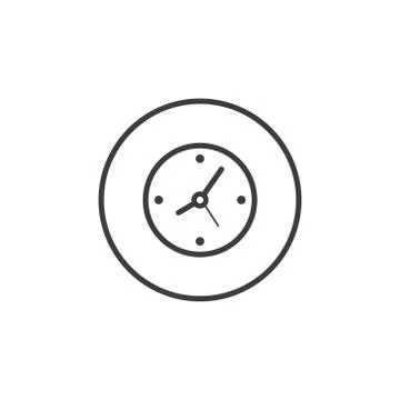  line art icon of clock in the round frame Stock Illustration