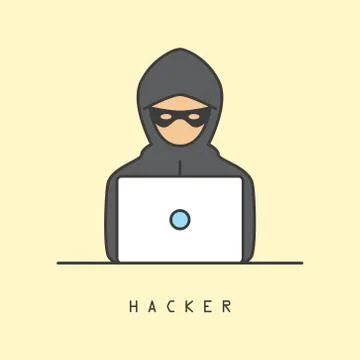 Line art icon of a computer hacker Stock Illustration