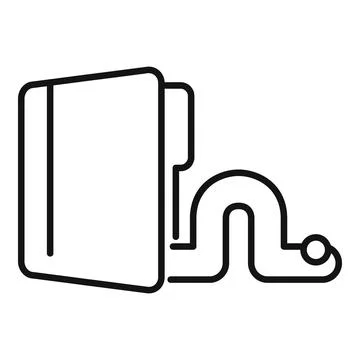 Line art icon of a computer worm stealing data from a folder 스톡 일러스트