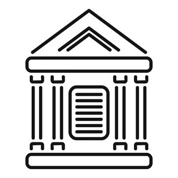 Line art icon of a courthouse representing law and justice Stock Illustration