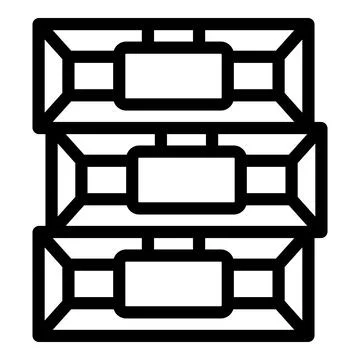Line art icon of a data center with servers storing information Stock Illustration