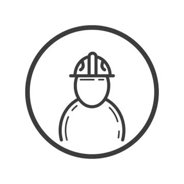 Line art icon of engineer in the round frame Stock Illustration