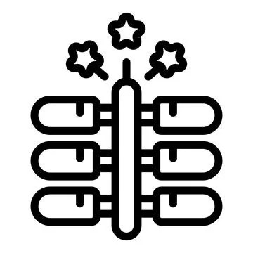 Line art icon of firework rocket exploding with stars Stock Illustration