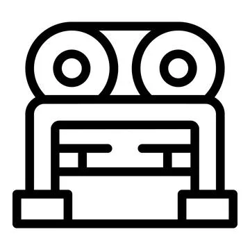 Line art icon of a machine processing paper in a factory setting Stock Illustration